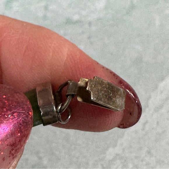 Vintage jade and silver tennis bracelet with Chinese characters - Picture 4 of 8